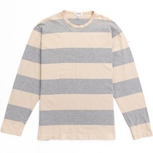 Mens JCREW Pastel Colored Striped Long Sleeve Crewneck Shirt Size Medium
